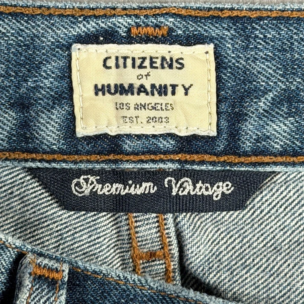 Citizens of Humanity Danielle Cut-Off Shorts Blue Distressed Denim 990D-837 32 - Picture 10 of 16
